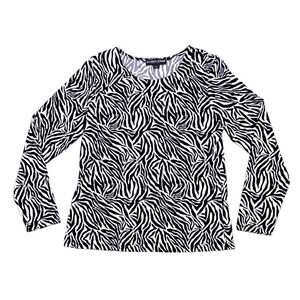 Russell Kemp‎ New York Zebra Print Long Sleeve Top Blouse Women's Size Large